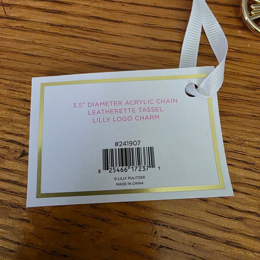Lilly Pulitzer Acrylic Chain Keychain Spearmint Green Conch Shell Pink 241907 - Picture 4 of 5